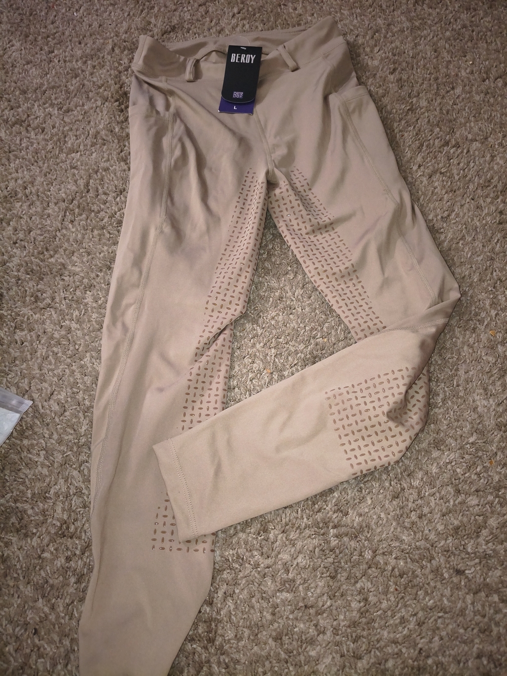 Beige Full-Length Grip Equestrian Leggings